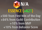 Four bonuses being applied to a ranked match's earned essence.